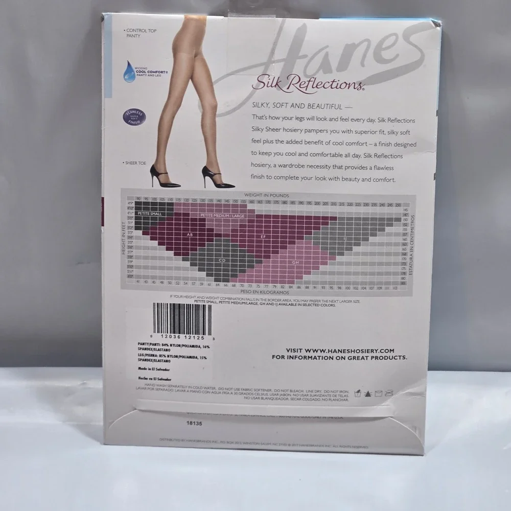 Hanes Silk Reflections Silky‎ Sheer Control Top Pantyhose Little Color Size EF